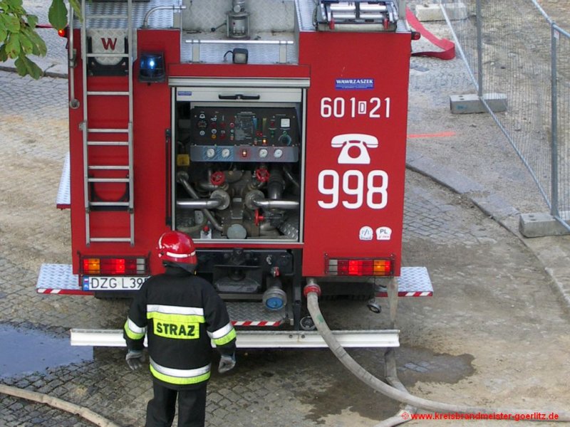 Einsatzübung mit polnischer Feuerwehr in Görlitz